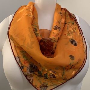 Golden Wild Flower Burnout Silk Scarf
